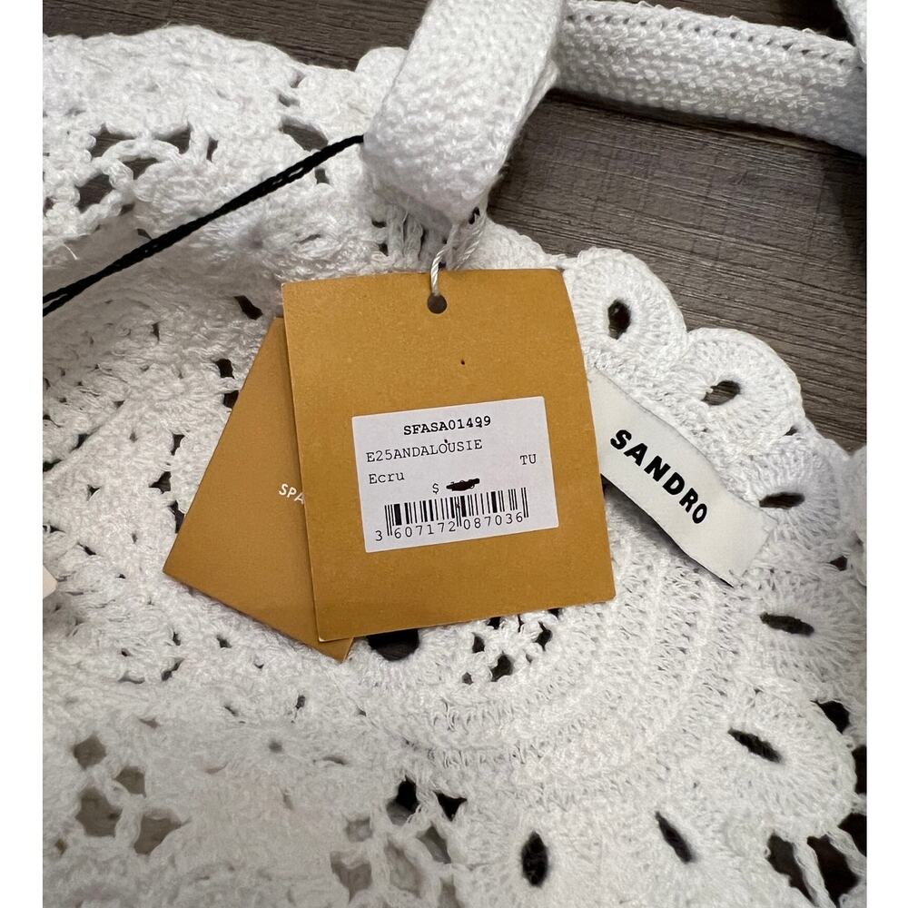 NWT Sandro White Crochet Tote / Shoulder Bag - Picture 6 of 11